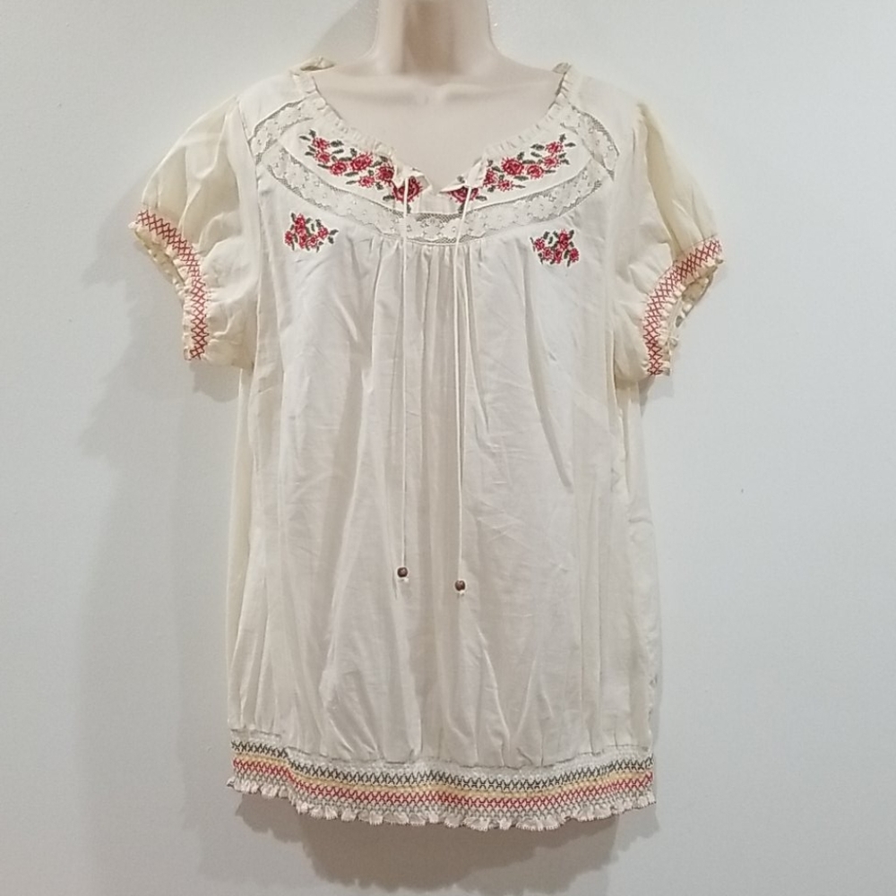 Avenue women's multi color embroidered blouse